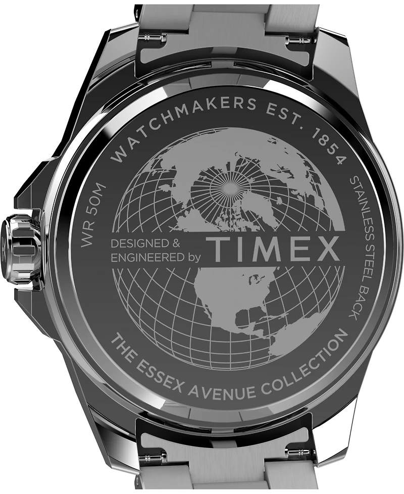 Timex Men's Analog Black Stainless Steel Watch, 46mm