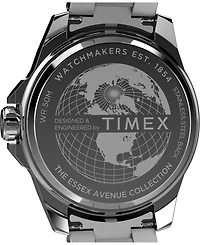 Timex Men's Analog Black Stainless Steel Watch, 46mm