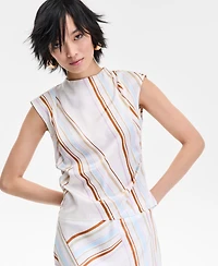 I.n.c. International Concepts Women's Striped Cap-Sleeve Top, Exclusively at Macy's