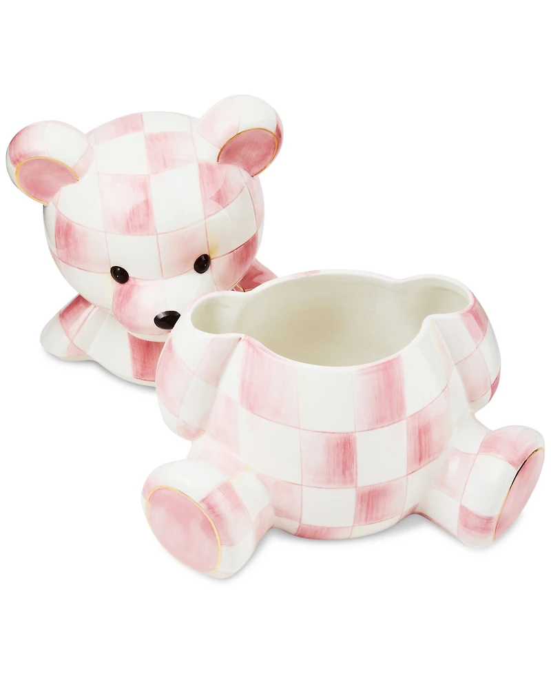 Mackenzie-Childs Rosy Check Bear Ceramic Cookie Jar