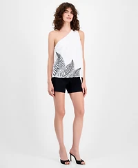 I.n.c. International Concepts Women's Palm Embellished Asymmetric Top, Macy's Exclusive