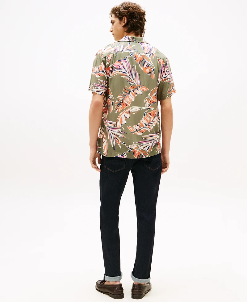 Tommy Hilfiger Men's Regular-Fit Leaf-Print Camp Shirt