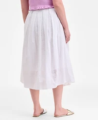 On 34th Women's Cotton Eyelet Pleated Midi Skirt, Exclusively at Macy's