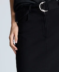 Kenneth Cole Women's Belted Denim Maxi Skirt