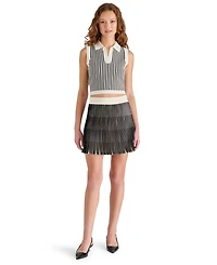 Steve Madden Women's Amery Striped Collared Sleeveless Sweater