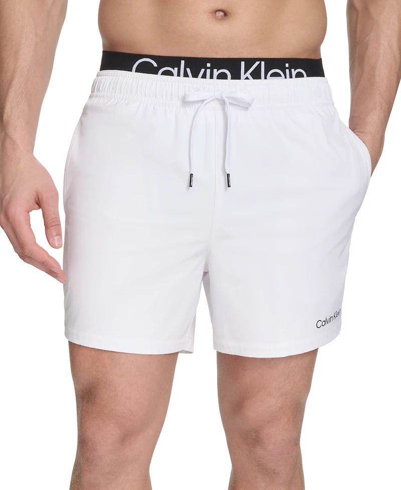 Calvin Klein Men's Logo Elastic Waist Modern Euro 5" Volley Swim Trunks