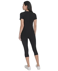 Calvin Klein Women's V-Neck Logo Short-Sleeve T-Shirt