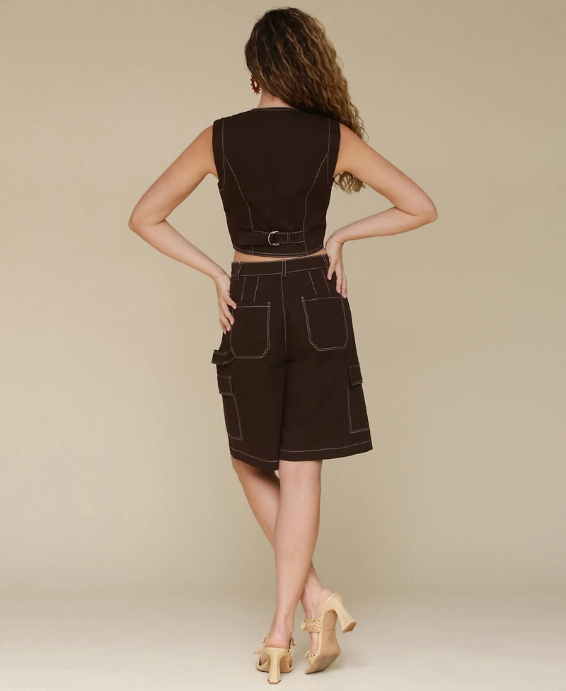 Avec Les Filles Women's Long Cargo Shorts