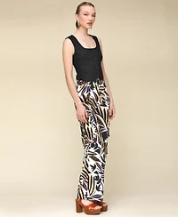 Avec Les Filles Women's Printed Linen-Blend Cargo Pants