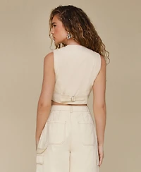 Avec Les Filles Women's Crewneck Cropped Vest