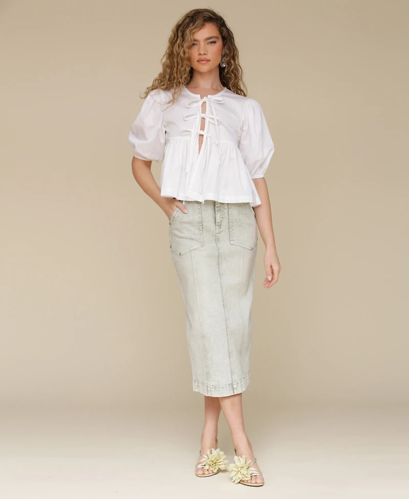 Avec Les Filles Women's Denim Midi Skirt