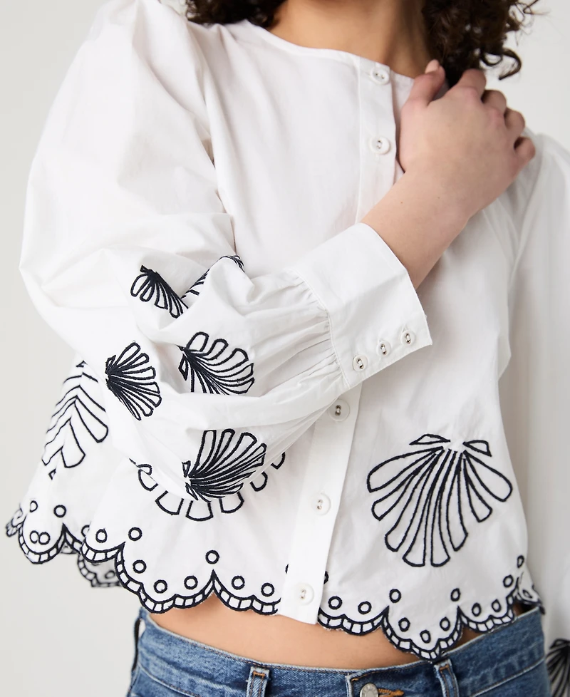 French Connection Women's Cambria Cotton Embroidered Shirt