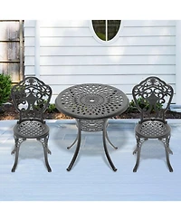 Streamdale 3-Piece Set Of All-Weather Cast Aluminum Dining Furniture Set With Black Frame