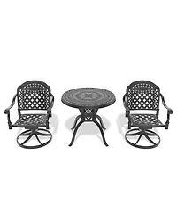 Streamdale 3-Pc Cast Aluminum Set, 2 Swivel Chairs & 31,5" Round Table