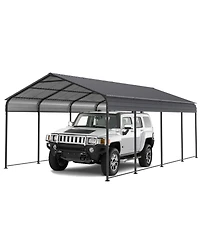 Streamdale New 12x20 Ft Heavy Duty Metal Carport, Galvanized Steel Roof, Gray