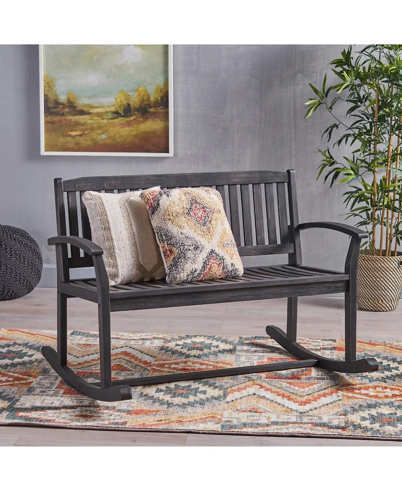 Streamdale Baxter Rocking Loveseat Acacia Wood