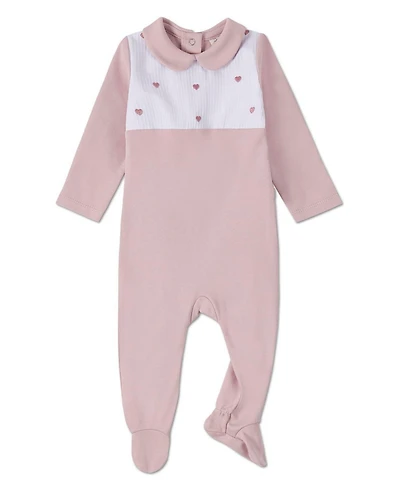 MeMoi Baby Girls Petite Hearts Pintuck Footie