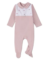 MeMoi Baby Girls Petite Hearts Pintuck Footie