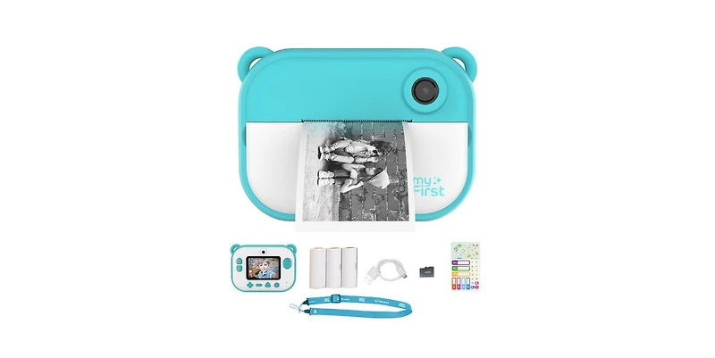 myFirst Insta 2 () Kids Instant Print Camera, 12MP Photos, 1080P Video, Front & Selfie Lens, microSD Card & Neck Lanyard, Travel Camera