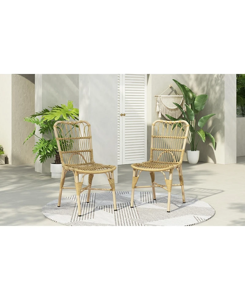 Streamdale Outdoor Wicker Patio Dining Chairs (Set of 2), Natural