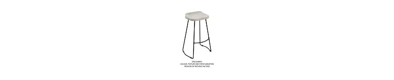 Handcrafted Backless Barstool – Washed Mango Wood Saddle Seat & Metal Base