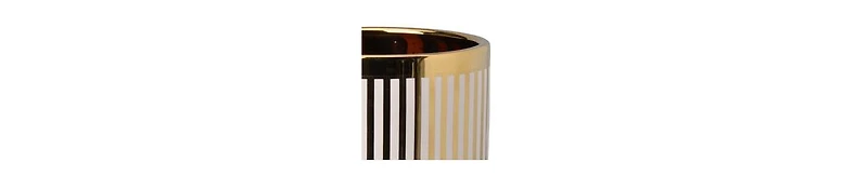 Striped Ceramic Planter – Cylindrical Shape for Indoor & Outdoor Use