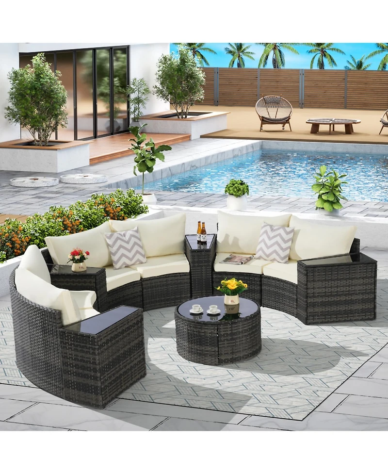 Streamdale 11-pc Half-Moon Patio Set