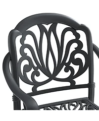Streamdale 7-Piece Cast Aluminum Dining Set, 2 Swivel, 4 Chairs, Rectangular Table, Black Frame