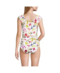 Lands' End Women's Ruched Cap Sleeve Midkini Top