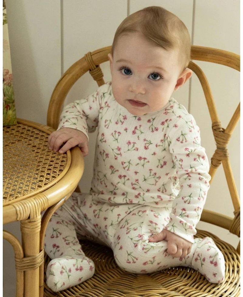 MeMoi Baby Girls "Full Bloom" Floral Pointelle Footie