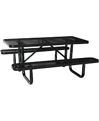 Streamdale 72" Expanded Metal Rectangular Picnic Table, Black With Umbrella Hole