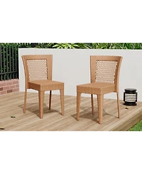 Streamdale Stackable Rattan Patio Chairs - Set of 2