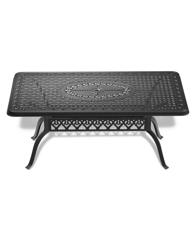 Streamdale 7-Piece Cast Aluminum Dining Set, 2 Swivel, 4 Chairs, Rectangular Table, Black Frame