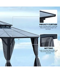 Streamdale 12'x16' Aluminum Gazebo, Polycarbonate Roof, Netting & Curtains
