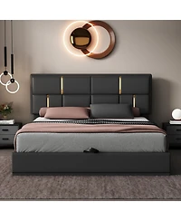 Streamdale Queen Size Upholstered Platform Bed with Hydraulic Storage System,No Box Spring Needed,Black