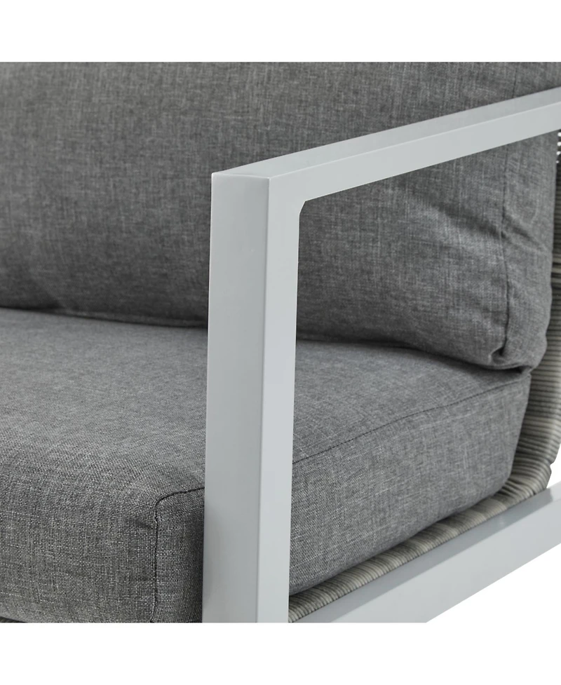Streamdale Silver aluminum lounge chairs (set of 2) with rope accents and cushions