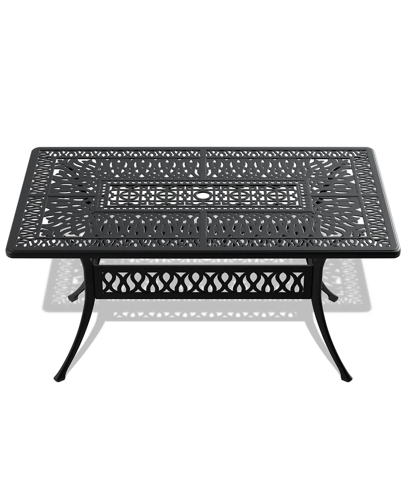 Streamdale 5-Pc Cast Aluminum Dining Set, 4 Swivel Chairs & Rectangular Table, Black Frame