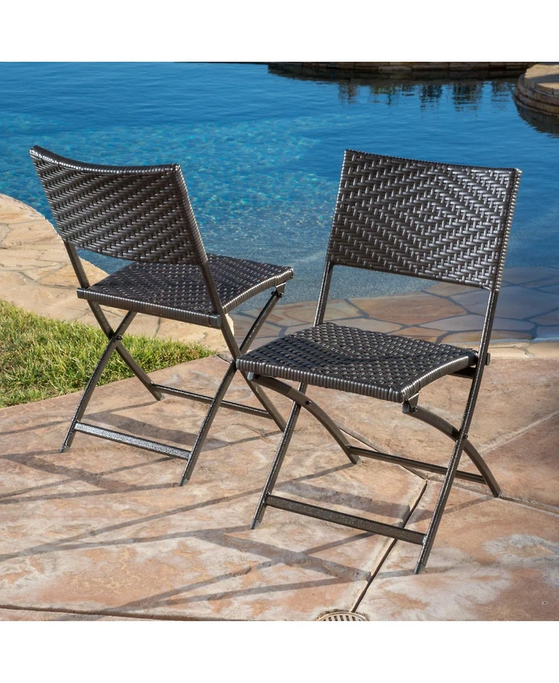 Streamdale Folding Wicker Patio Dining Chair - Brown