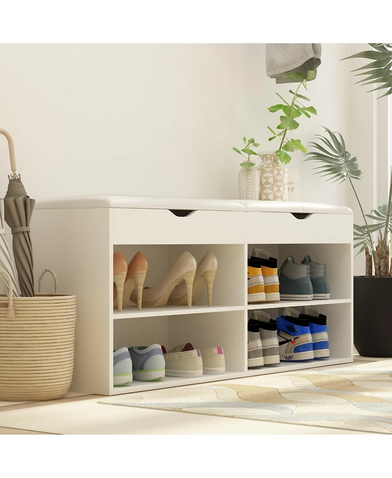 Shoe bench with 2 Seats and 3 Layers of Brackets