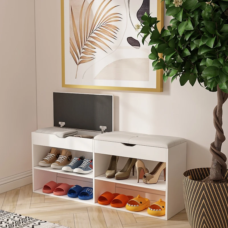 Shoe bench with 2 Seats and 3 Layers of Brackets