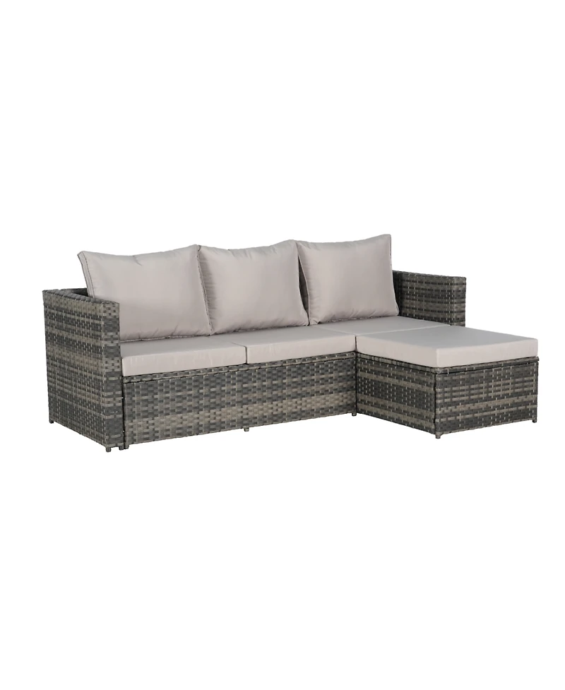 6-Piece Outdoor Wicker Patio Conversation Set w/ Cushions & Glass Table