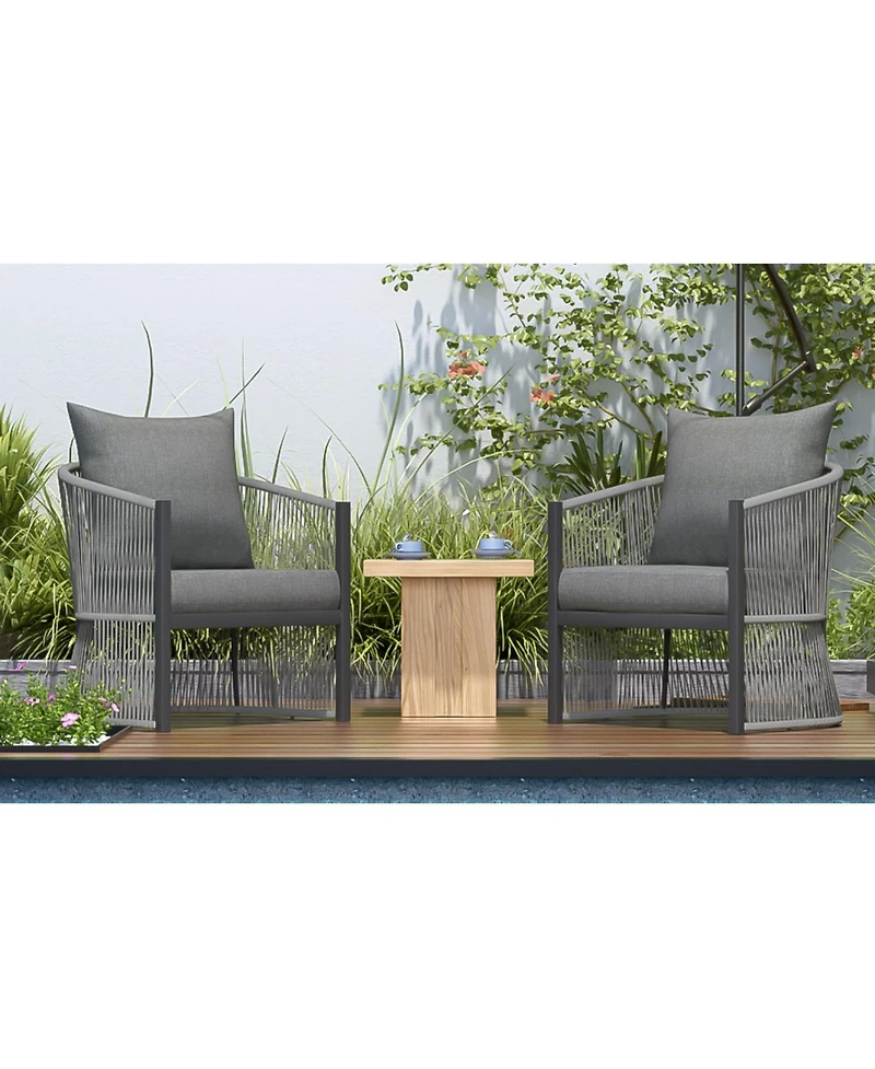 Streamdale (Set of 2) Modern Gray Curved Aluminum Lounge Chair