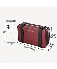 Byootique Mini Suitcase Crossbody Bag Portable Hard Shell Aluminum Cosmetic Makeup Case with Adjustable Strap Travel Handbag for Artist,Red