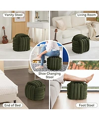 Streamdale Modern Chenille Knot Ottoman Stylish and Comfortable Seat