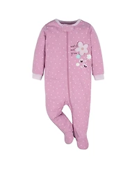 Gerber Baby Girls Sleep N' Play Pajamas, 4-pack