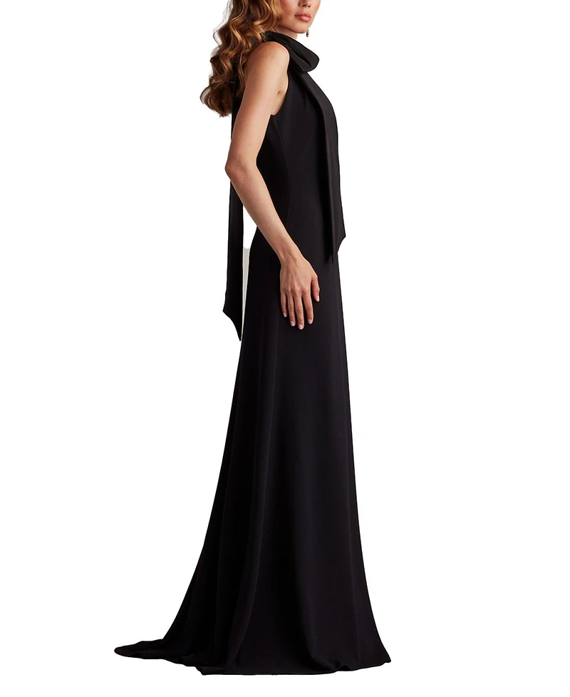 Tadashi Shoji Women's Sims Taffeta Shoulder Bow Halter Gown Hibiscus
