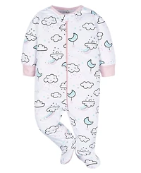 Gerber Baby Girls Sleep N' Play Pajamas, 4-pack