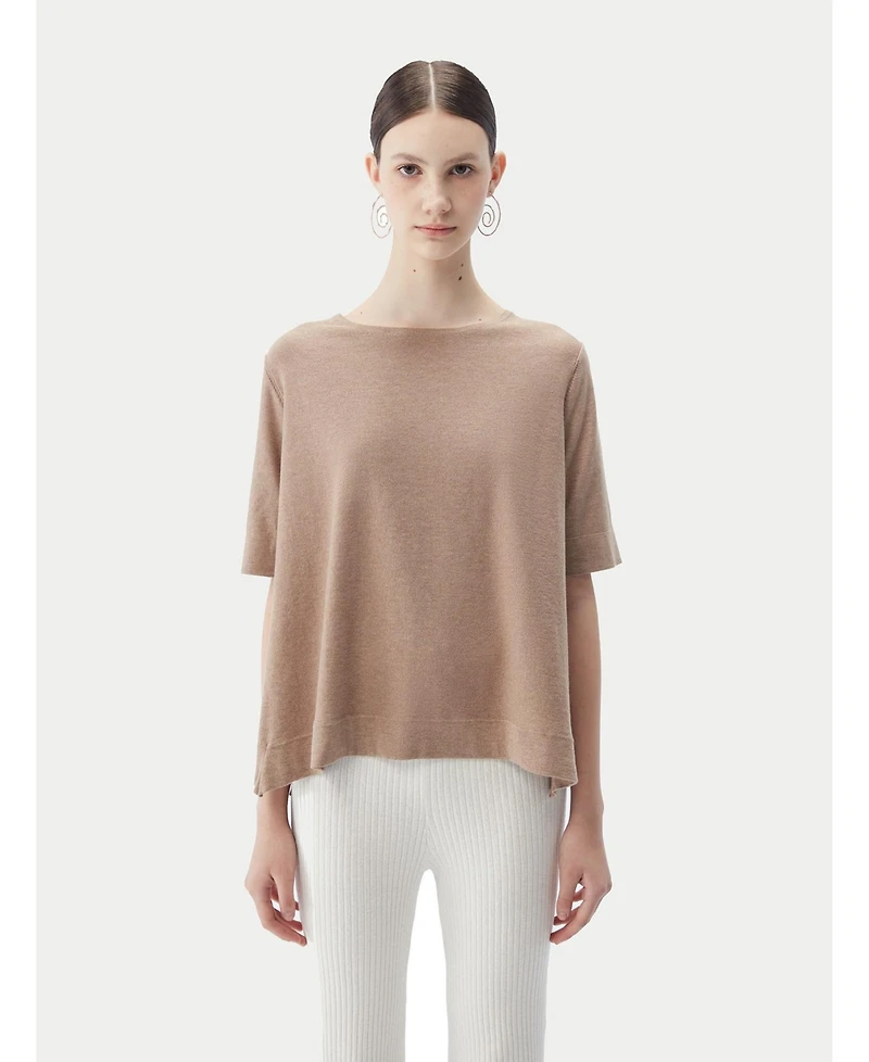 Gobi Cashmere Women's Box-Cut Cotton Silk Blend T-Shirt