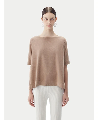 Gobi Cashmere Women's Box-Cut Cotton Silk Blend T-Shirt