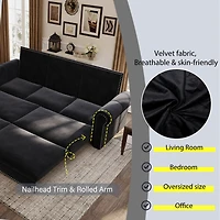 Streamdale Chesterfield Convertible Sleeper, 3-in-1 Velvet Multi-Functional Sofa Bed - King Size